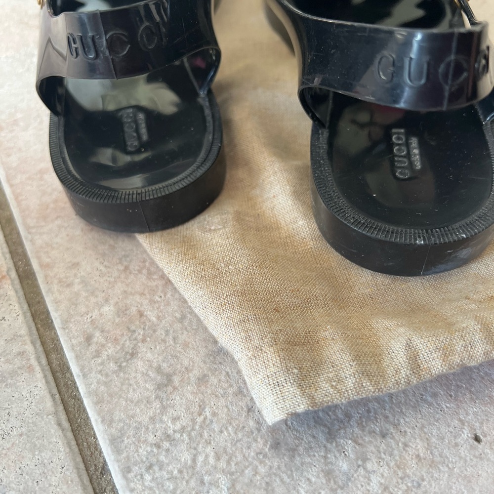 Gucci Black Jelly Fisherman Sandals with Double G - Picture 6 of 6